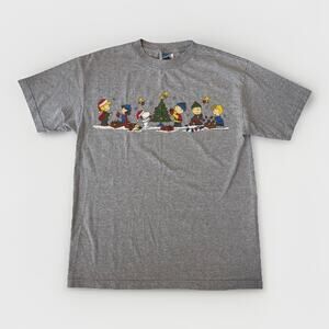Vintage Charlie Brown T-Shirt Gray‎ Christmas Peanuts Y2K Nostalgia Men’s M